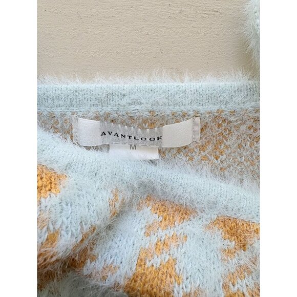 Avantlook Houndstooth Mohair Crop Top M Aqua Orange - Picture 5 of 5